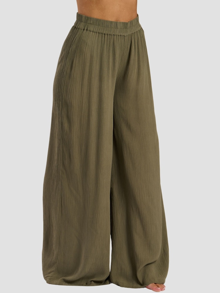 Pantaloni largi din material șifonat South Beach Vicose - Imaginea 6 din 6
