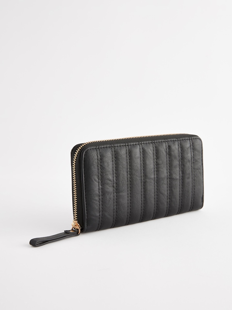 Black Quilted Zip Purse - Image 1 of 5