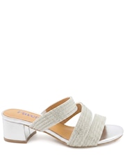 Pavers Silver Diamante Block Heel Strappy Sandals - Image 2 of 5