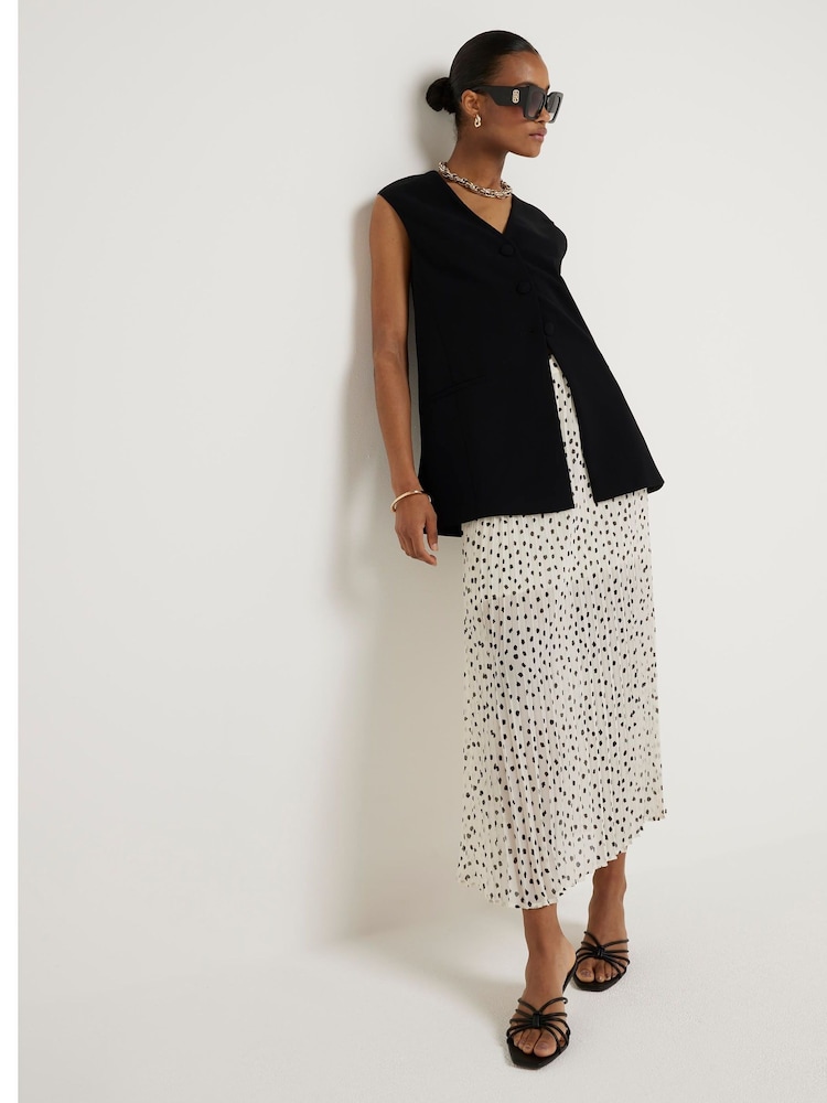 River Island White Polka Dot Pleated Midi Skirt - Image 1 of 4