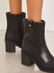 Lipsy Black Mid Block Heeled Chunky Quilted Panel Faux Leather Ankle Boot - Image 3 of 4
