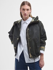 Barbour® Olive Green Inez Short Boxy Wax Jacket - Image 1 of 7