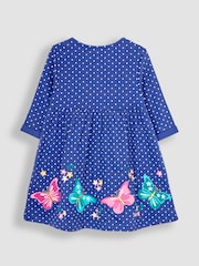JoJo Maman Bébé Blue Butterfly Appliqué Button Front Dress - Image 2 of 4