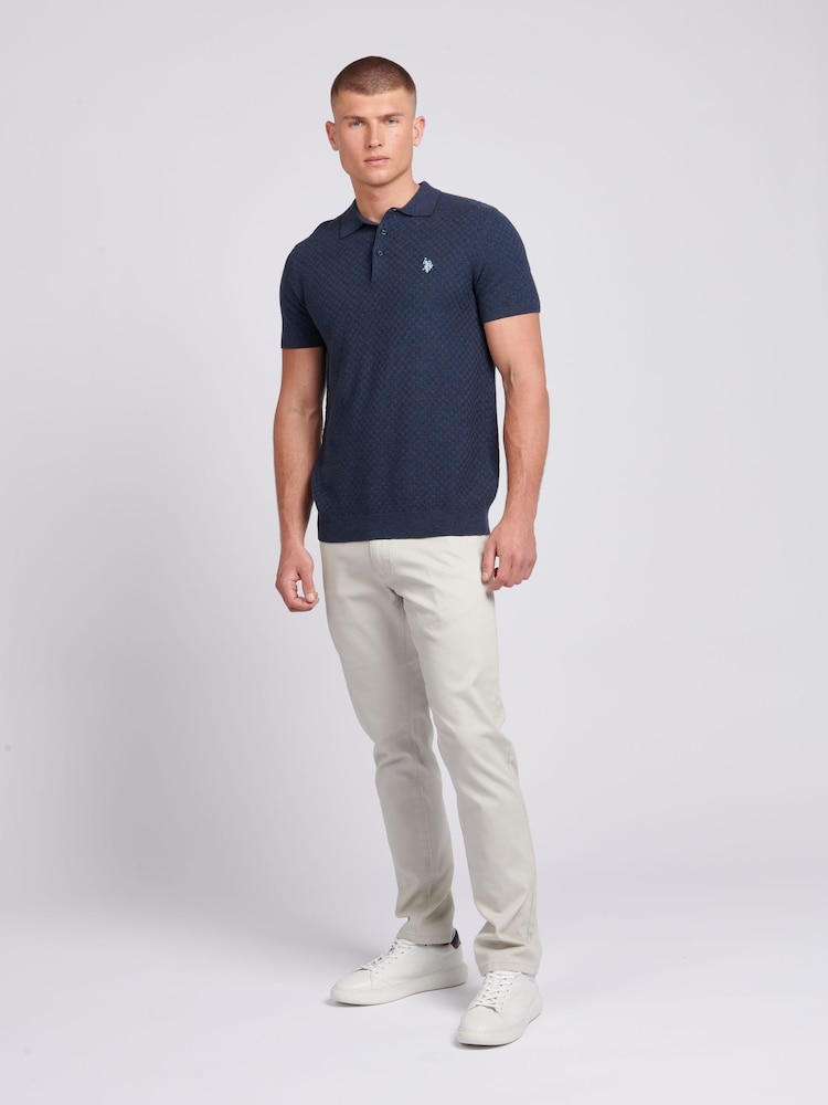 Męska teksturowana koszulka polo U.S. Polo Assn. z dzianiny, o regularnym kroju - Image 3 of 7