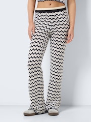 NOISY MAY Black Crochet Stripe Wide Leg Holiday Trousers - Image 1 of 5