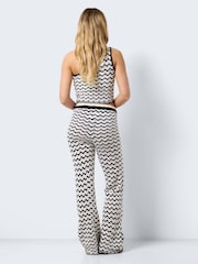 NOISY MAY Black Crochet Stripe Wide Leg Holiday Trousers - Image 3 of 5
