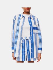 Whistles Oversized Blue Painted Stripe Shirt - Image 4 of 5