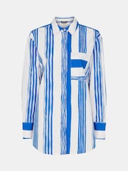 Whistles Oversized Blue Painted Stripe Shirt - Image 5 of 5