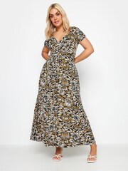 Yours Curve Black Floral Print Tiered Maxi Dress - Image 1 of 4
