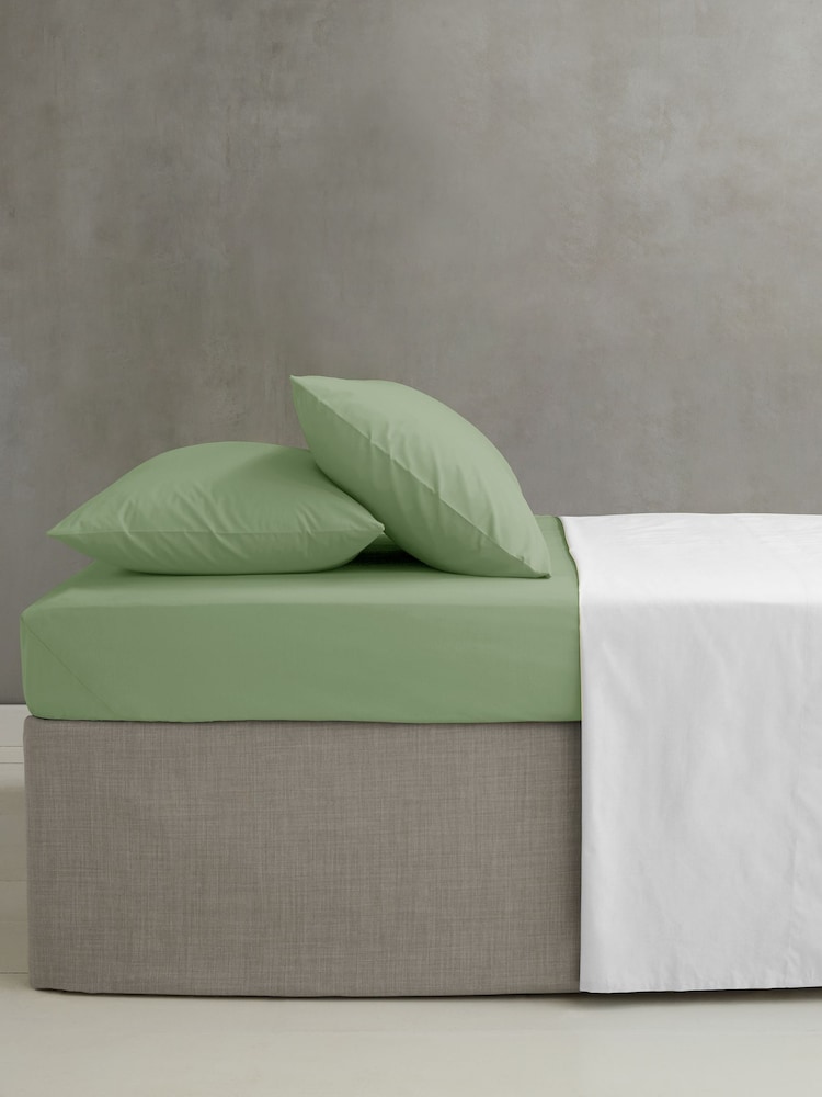 Catherine Lansfield Sage Green Percale Fitted Sheet - Image 1 of 2