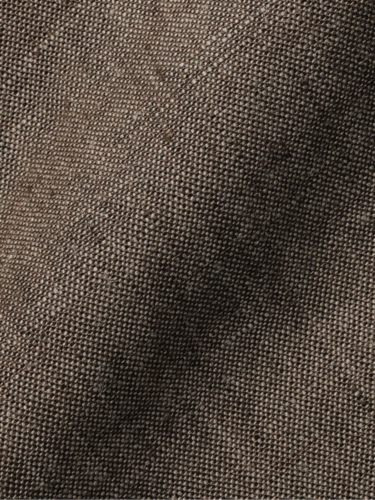 Charles Tyrwhitt Brown Slim Fit Plain Short Sleeve Pure 100% Linen Shirt - Image 6 of 6