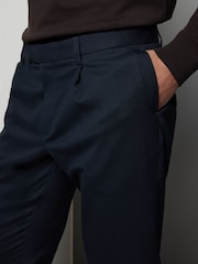 Navy Blue Textured Smart Trousers - Image 4 of 7