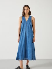 Hush Blue 100% Cotton Tatum Denim Maxi Dress - Image 1 of 5