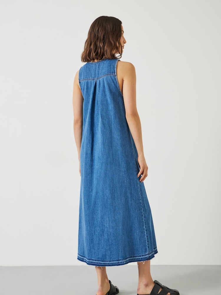 Hush Blue 100% Cotton Tatum Denim Maxi Dress - Image 2 of 5