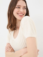 FatFace Ava Natural Stitch Knit T-Shirt - Image 3 of 4