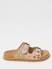 FatFace Meldon Natural Embroidered Flatform Sandals - Image 1 of 4