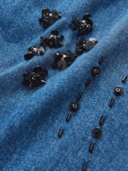 Mid Blue Embellished Denim 100% Cotton Shirt - Image 8 of 9