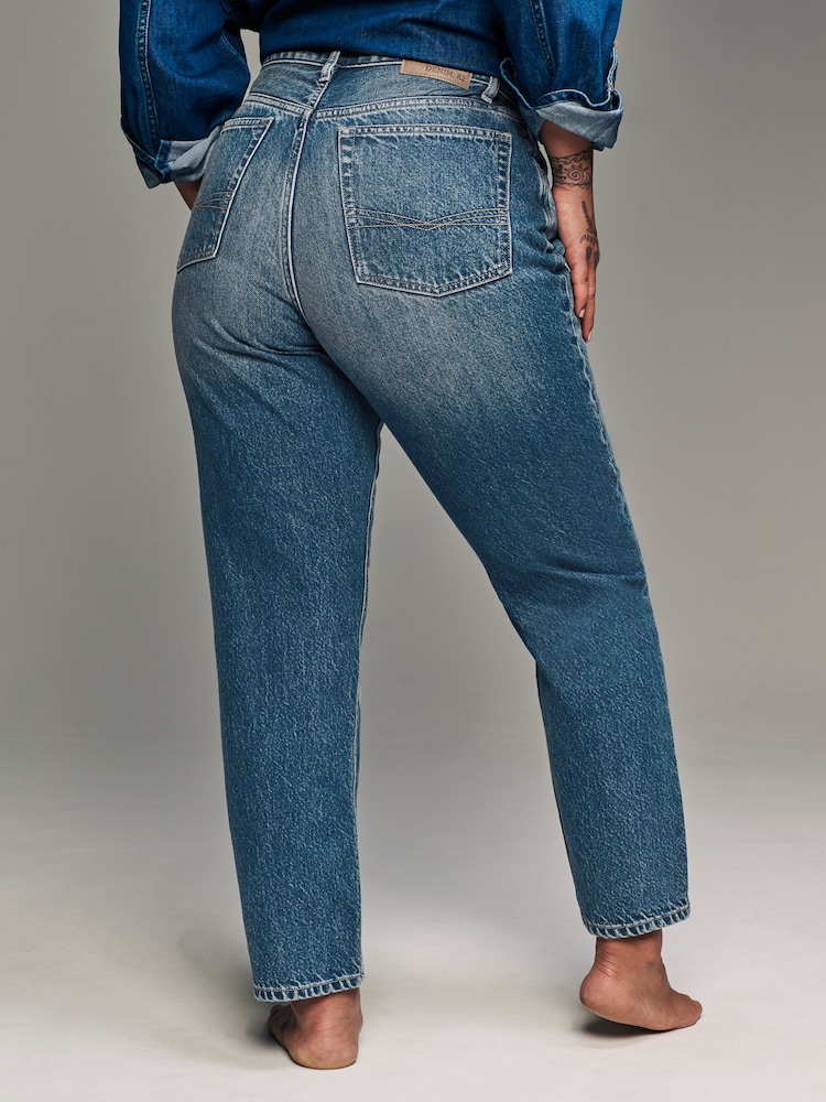 bleu foncé - Mom Column Hourglass 100% Cotton Jeans - Image 4 of 8