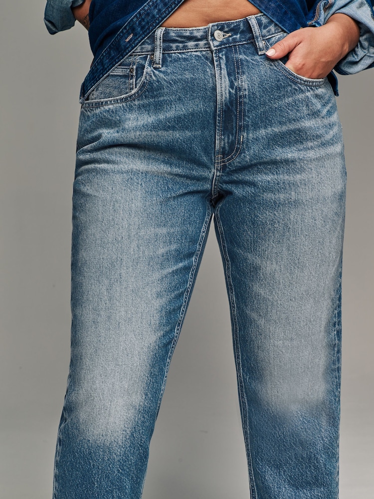 bleu foncé - Mom Column Hourglass 100% Cotton Jeans - Image 5 of 8
