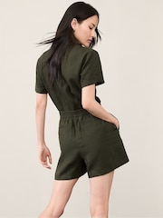 Athleta Khaki Green Linen Playsuit - Image 2 of 2