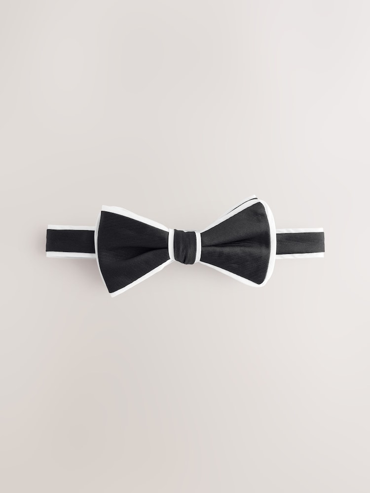 Black/White Piped Bow Tie - Image 2 of 6