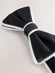 Black/White Piped Bow Tie - Image 4 of 6