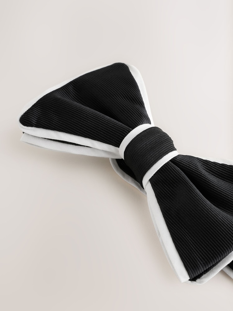 Black/White Piped Bow Tie - Image 6 of 6