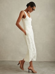 Reiss Ivory Denva Burnout Floral Midi Skirt - Image 1 of 5
