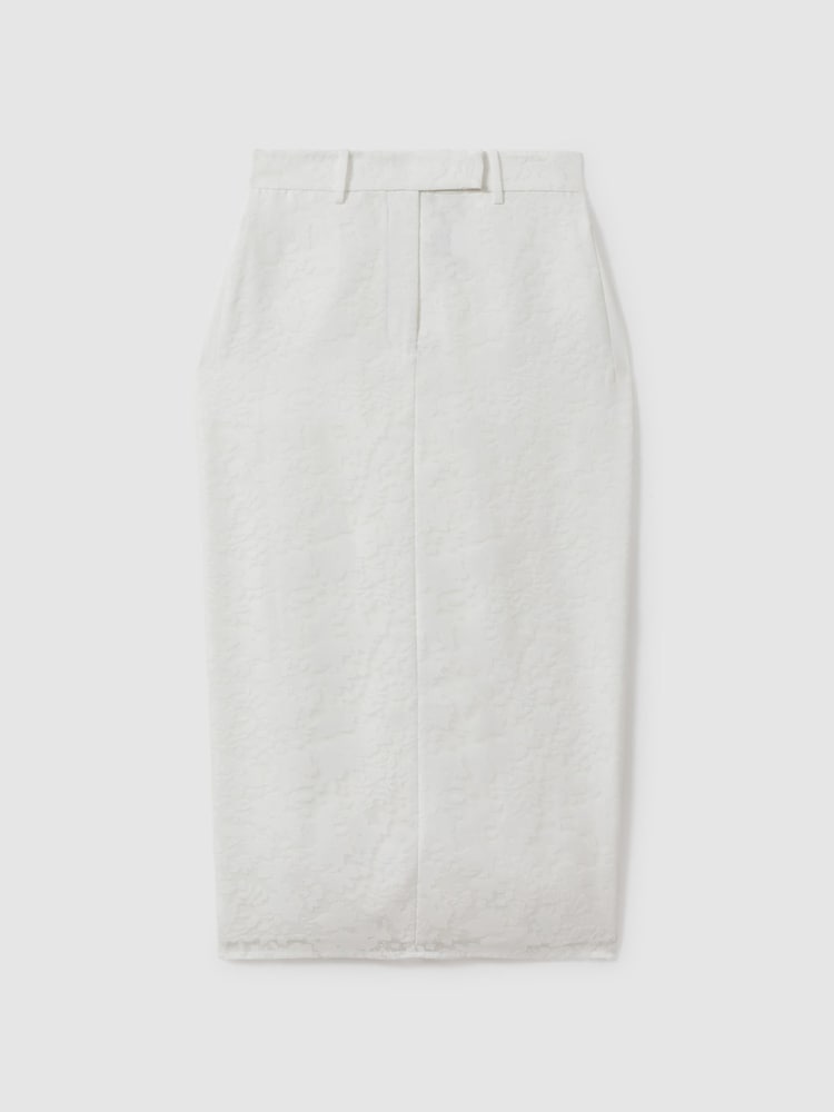 Reiss Ivory Denva Burnout Floral Midi Skirt - Image 2 of 5