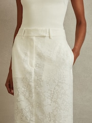 Reiss Ivory Denva Burnout Floral Midi Skirt - Image 3 of 5