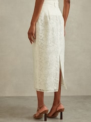 Reiss Ivory Denva Burnout Floral Midi Skirt - Image 4 of 5