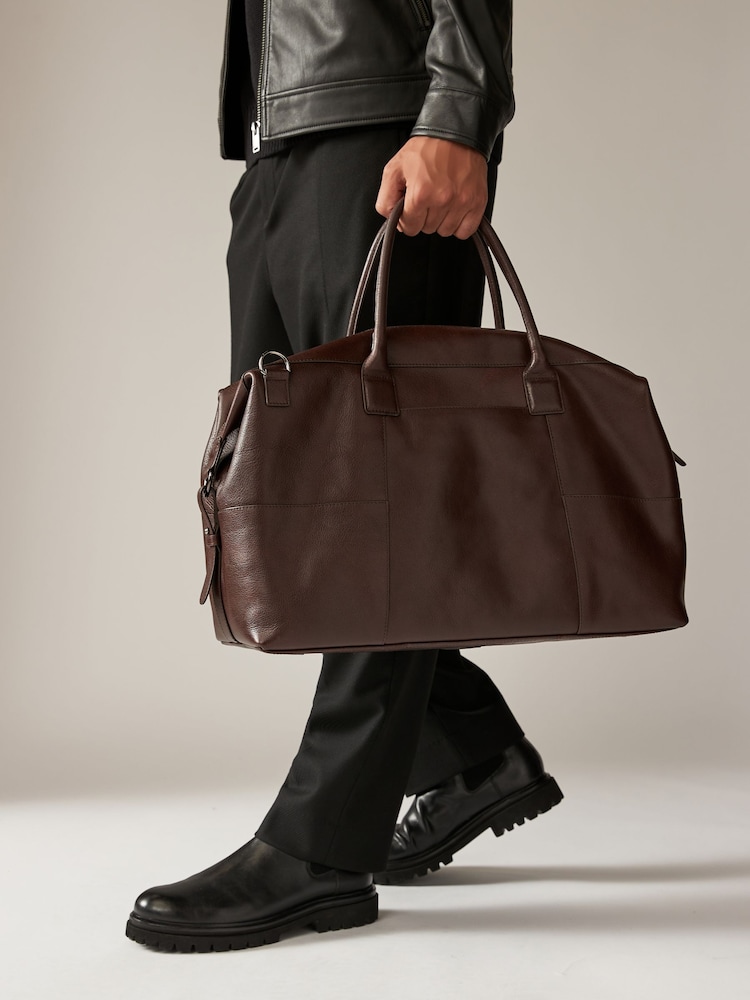 Conker Brown Leather Holdall - Image 1 of 7 Conker Brown Leather Holdall - Image 1 of 7