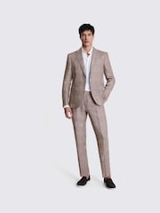 MOSS Brown Slim Fit Check Linen Jacket - Image 3 of 6