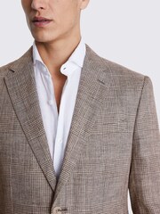 MOSS Brown Slim Fit Check Linen Jacket - Image 4 of 6