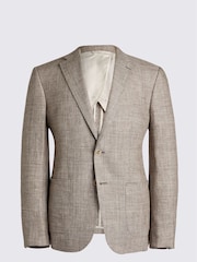 MOSS Brown Slim Fit Check Linen Jacket - Image 6 of 6