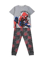 Brand Threads Grey Boys 100% Cotton Spiderman Pyjama Set - Image 1 of 5
