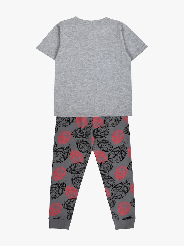 Brand Threads Grey Boys 100% Cotton Spiderman Pyjama Set - Image 2 of 5