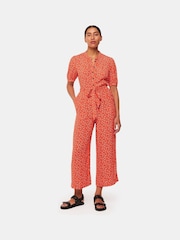 Whistles Red Micro Floral Jumpsuit - Image 1 of 5
