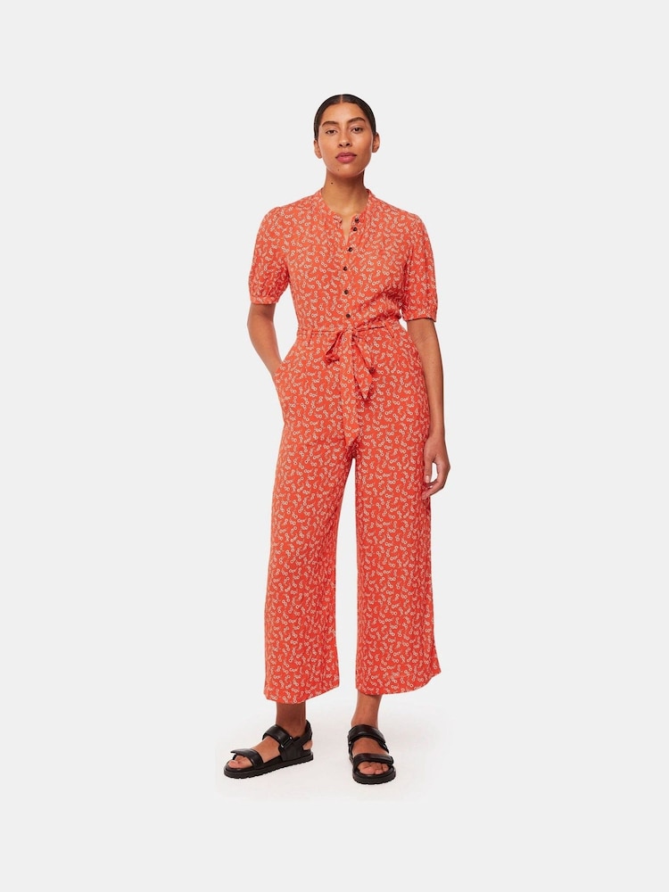 Whistles Red Micro Floral Jumpsuit - Image 1 of 5