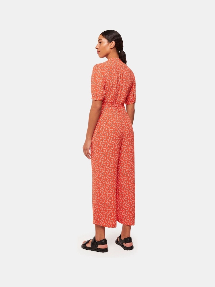 Whistles Red Micro Floral Jumpsuit - Image 2 of 5