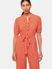 Whistles Red Micro Floral Jumpsuit - Image 3 of 5