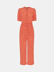 Whistles Red Micro Floral Jumpsuit - Image 5 of 5