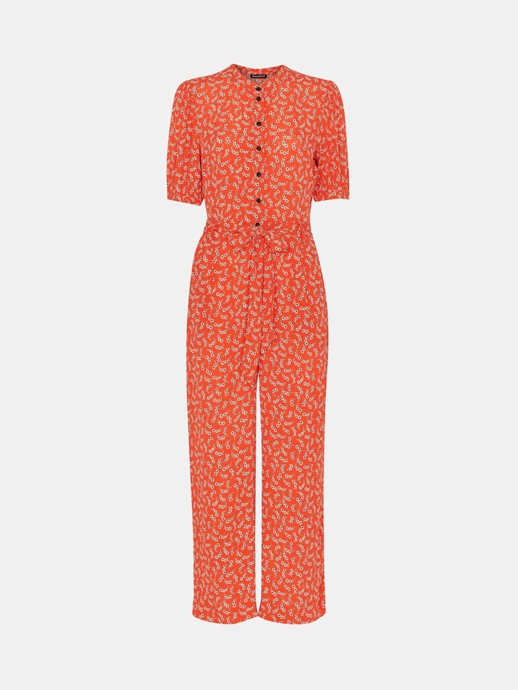 Whistles Red Micro Floral Jumpsuit - Image 5 of 5