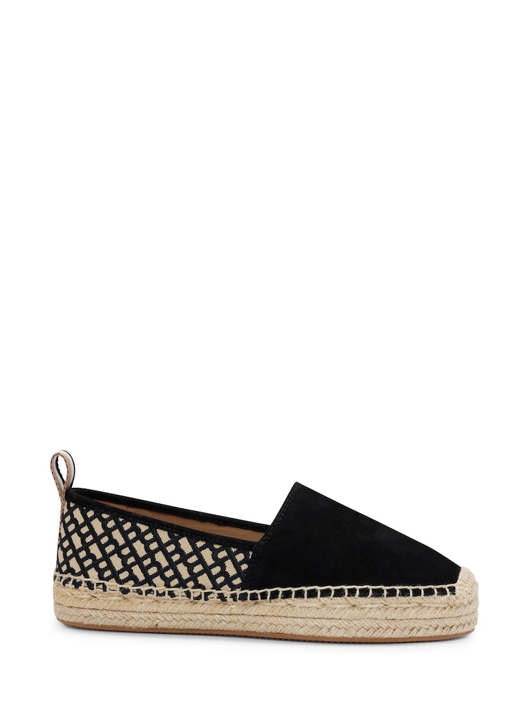 BOSS Black Suede Slip-On Espadrilles With Embroidered Monograms - Image 2 of 4