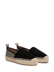 BOSS Black Suede Slip-On Espadrilles With Embroidered Monograms - Image 3 of 4
