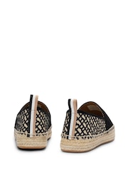 BOSS Black Suede Slip-On Espadrilles With Embroidered Monograms - Image 4 of 4
