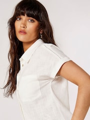 Apricot Cream Ladder Trim Linen Top - Image 3 of 4