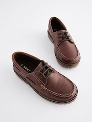 Chocolate Brown Leather Boat Shoes - Image 1 of 5