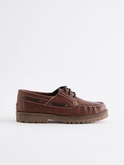 Chocolate Brown Leather Boat Shoes - Image 2 of 5