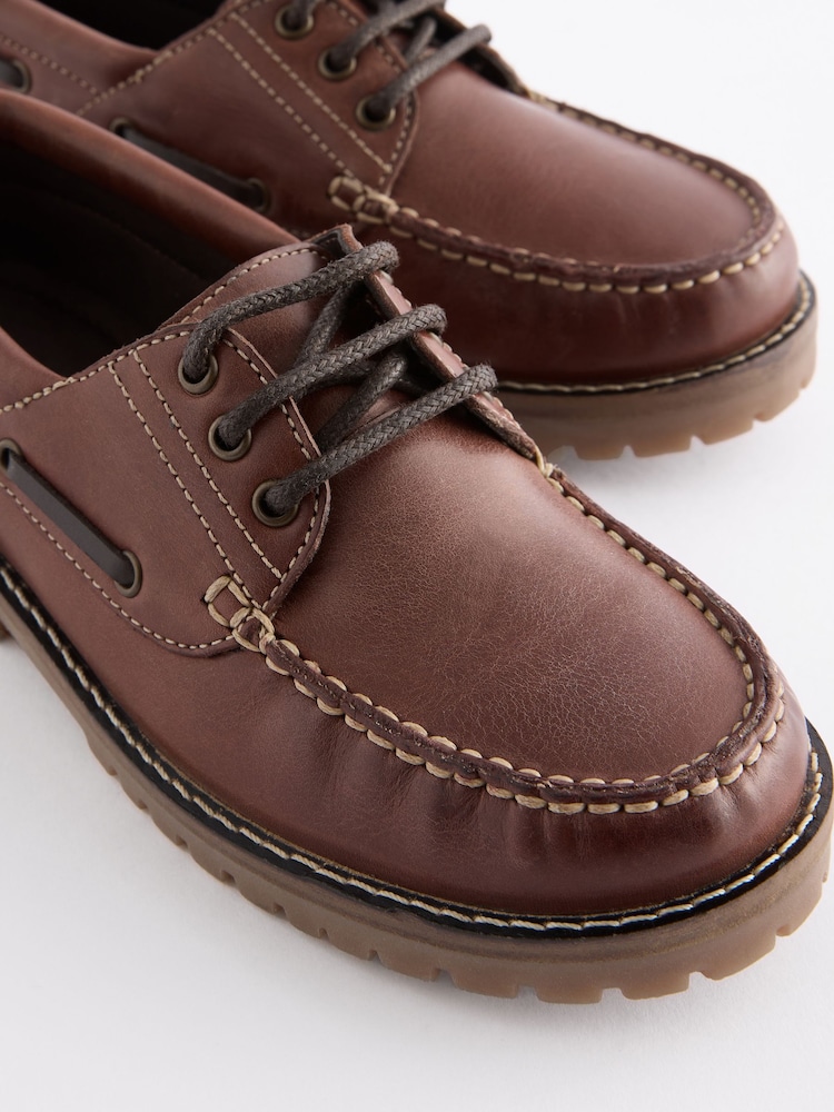 Chocolate Brown Leather Boat Shoes - Image 5 of 5